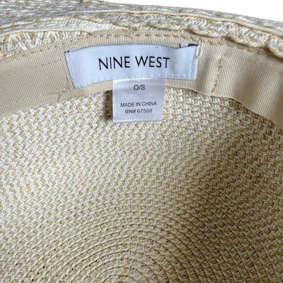 Nine West Cream Straw Floppy Sun Hat Wide Brim‎ Resort Beach Travel O/S - Picture 5 of 5